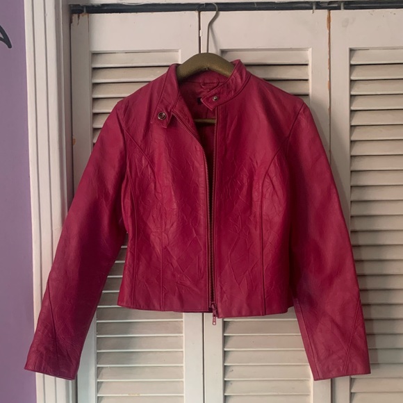 Pink vintage real leather jacket - Picture 1 of 5